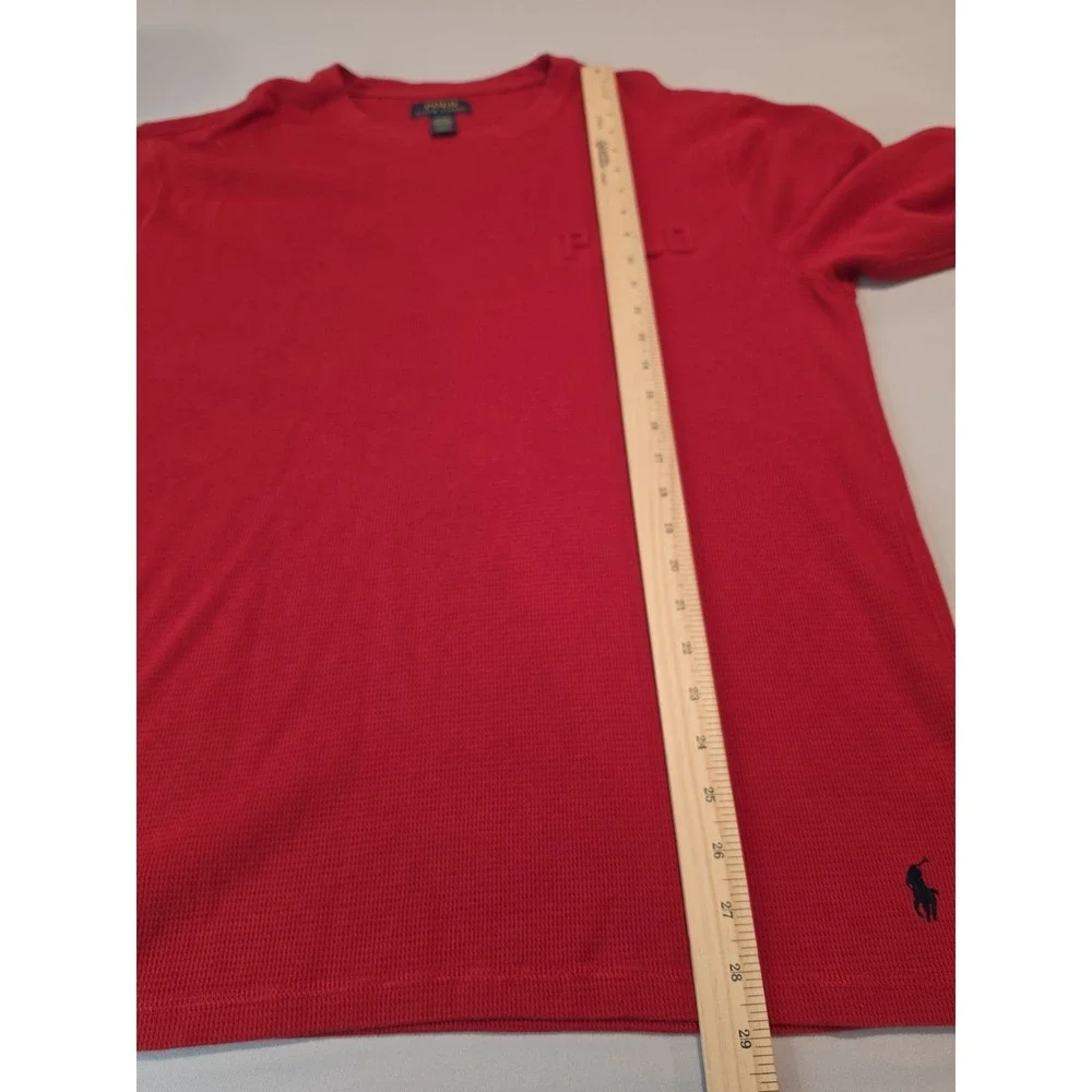 Polo Ralph Lauren Crewneck Logo Waffle-Knit Sleep Shirt, Red, Sz XL